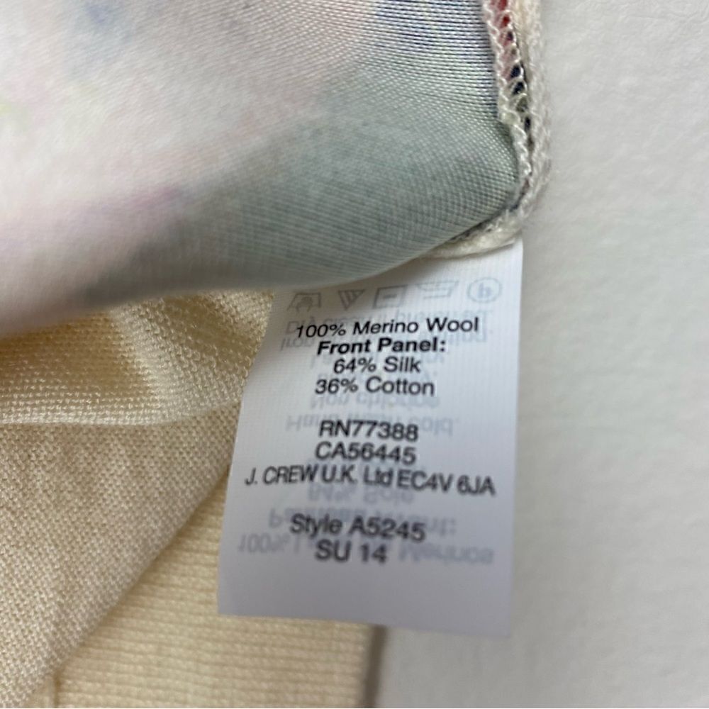 J. Crew Sweater Cove Floral Merino Wool Silk XXS Spring - Picture 6 of 6